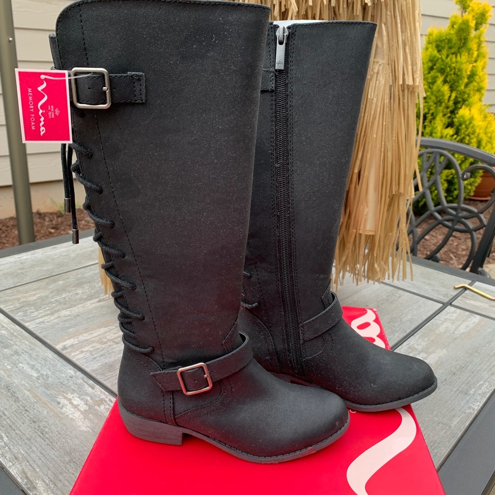 NINA Girls Black Tall Boots New With Box Size 13